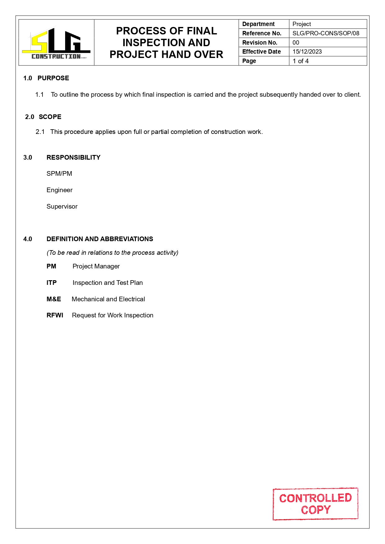 SLG-PRO-SOP Page 1